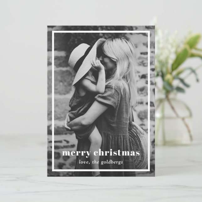 Minimal Simple Photo Elegant Christmas Holiday Card (Standing Front)
