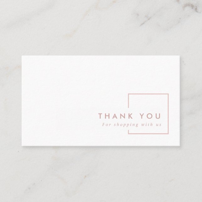 MINIMAL SIMPLE PINK BLUSH RECTANGLE THANK YOU BUSINESS CARD (Front)