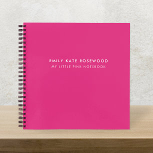 Minimal Simple Pink Monogram Name My Little Pin  Notebook