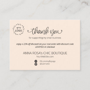 *~* Minimal Simple QR Thank You Branding  Logo Enc Enclosure Card