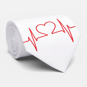 Minimal Simple Red Heart Beat Nursing Medical Tie