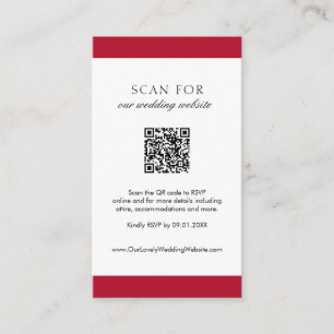 Minimal Simple Red Modern QR Code Wedding Enclosure Card