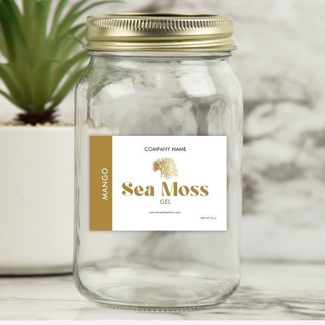 Minimal Simple Retro Gold White Sea Moss Flavour  Food Label (Creator Uploaded)