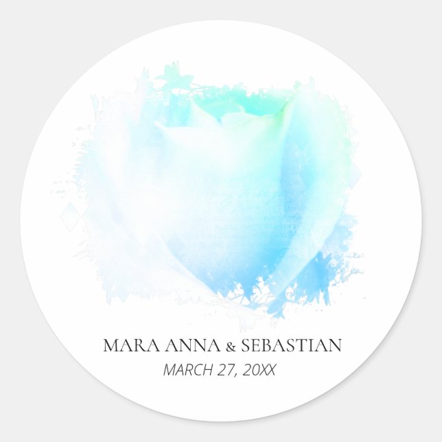 Minimal Simple Rose Floral Wedding Couples Classic Classic Round Sticker (Front)