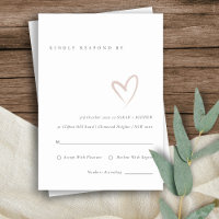 Minimal Simple Script Blush Heart Wedding RSVP