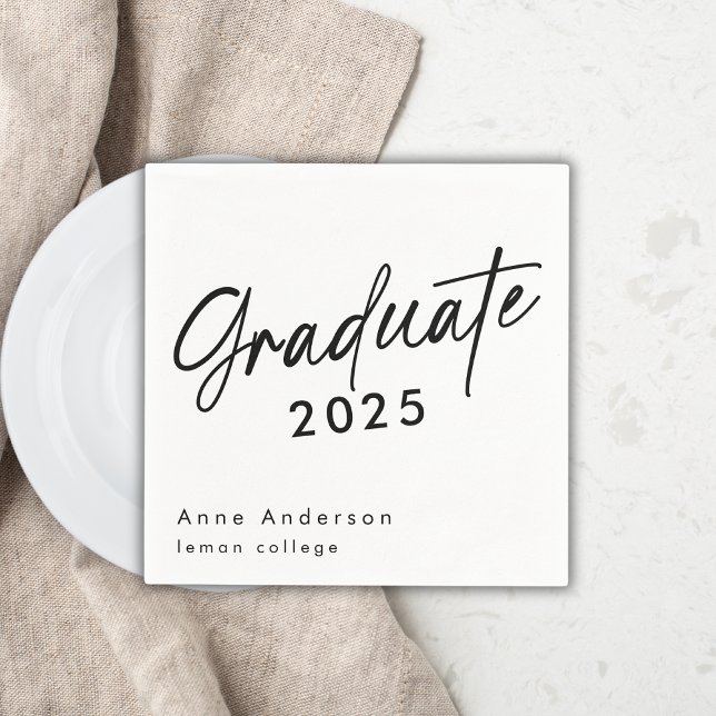 Minimal Simple Script Custom Graduation Grad  Napkin (Creator Uploaded)