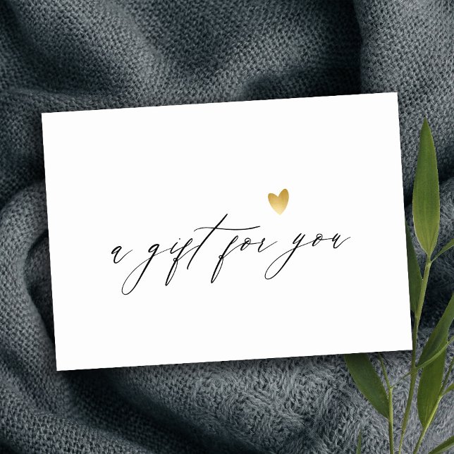  Minimal Simple Script Gold Heart Gift Certificate Card (Creator Uploaded)