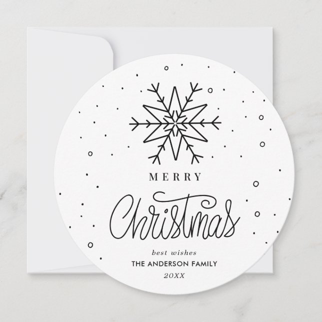 Minimal Simple Snowflake Christmas  Holiday Card (Front)