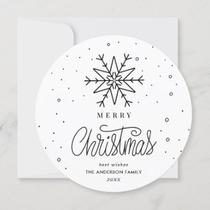 Minimal Simple Snowflake Christmas  Holiday Card
