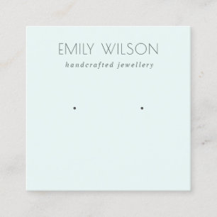 Minimal Simple Soft Sky Blue Aqua Earring Display Square Business Card