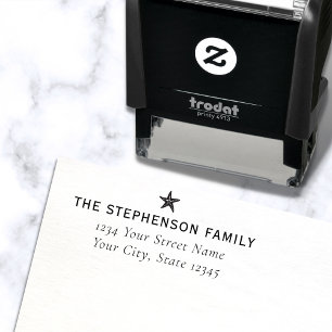 Minimal Simple Starfish Family Name Return Address Self-inking Stamp