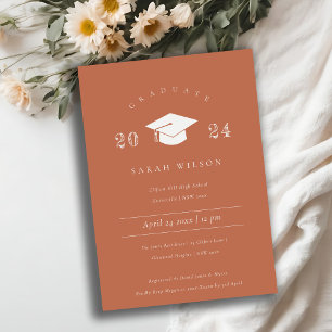 Minimal Simple Terracotta Rust Graduation Party Invitation