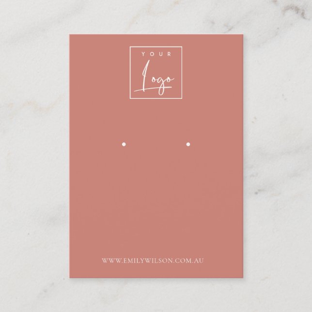 Minimal Simple Tomato Red Muted Earring Display Business Card (Front)