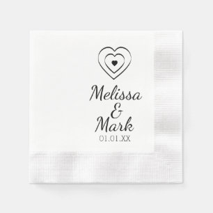 Minimal Simple Triple Hearts Hand Drawn Napkin
