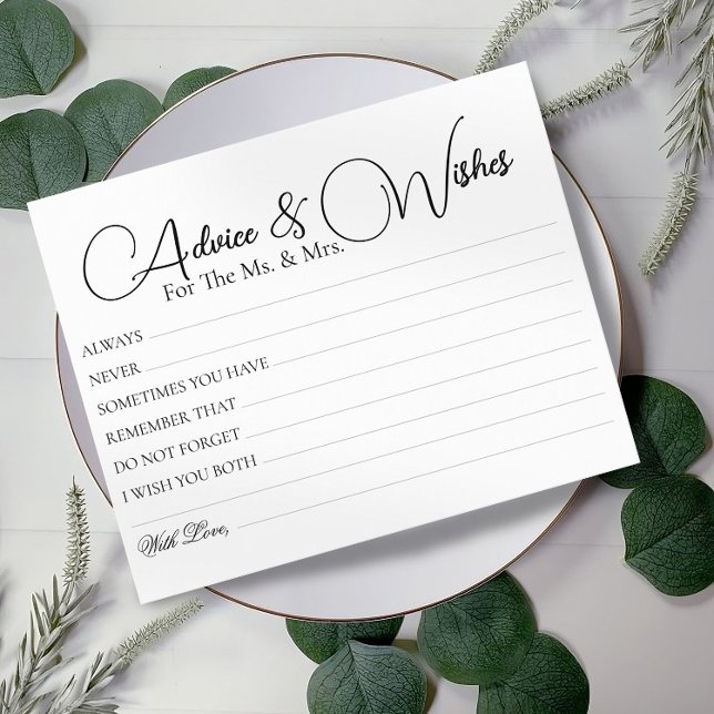 Minimal Simple Wedding Advice Wishes Cards (Creator Uploaded)