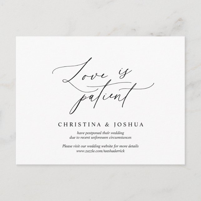 Minimal simple, Wedding invitation Postponement Postcard (Front)
