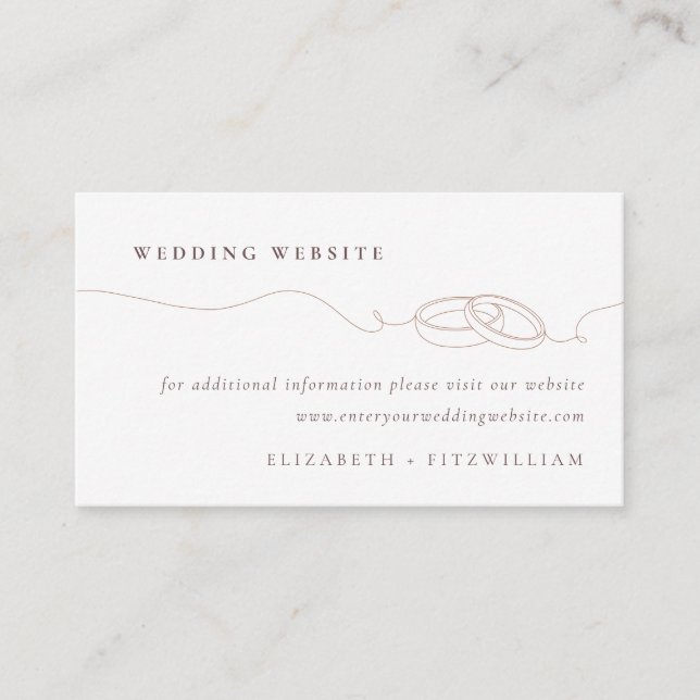 Minimal Simple Wedding Rings Blush Wedding Website Enclosure Card (Front)