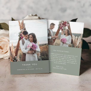 Minimal simple wedding thank you 2 pictures card