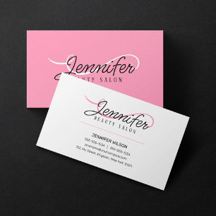 Minimal Simple White Pink Aesthetician Beauty Salo Business Card
