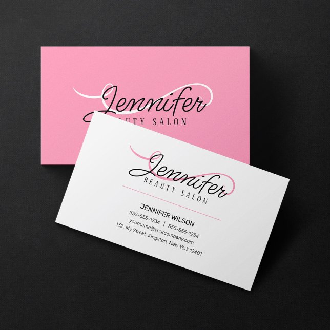 Minimal Simple White Pink Aesthetician Beauty Salo Business Card (Creator Uploaded)