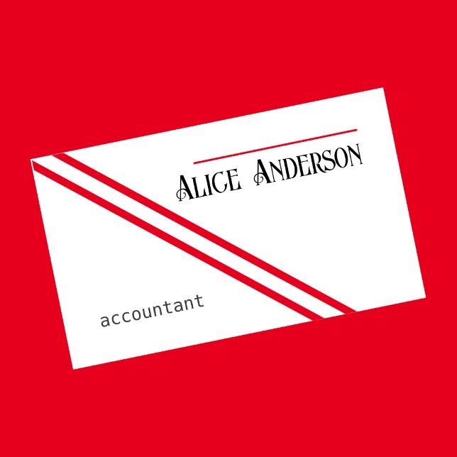 Minimal simple white red  accountant Business Card (Creator Uploaded)