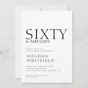 Minimal Sixty and Fabulous 60th Birthday Party Invitation