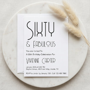 Minimal Sixty and Fabulous 60th Birthday Party Invitation
