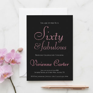 Minimal Sixty and Fabulous 60th Birthday Party Invitation