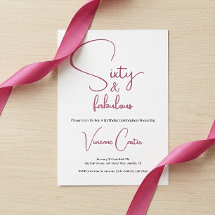 Minimal Sixty and Fabulous 60th Birthday Party Invitation
