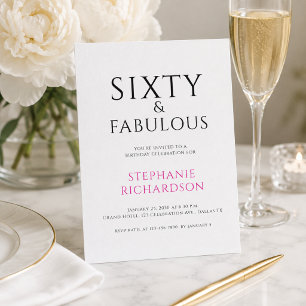 Minimal Sixty and Fabulous 60th Birthday Party Invitation