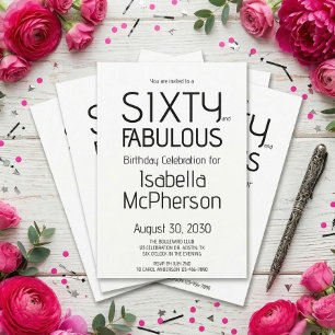 Minimal Sixty and Fabulous 60th Birthday Party Invitation