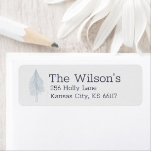 Minimal Sketch Evergreen Tree Holiday Label Return Address Label