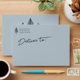 Minimal Sketch Holiday Tree Envelope