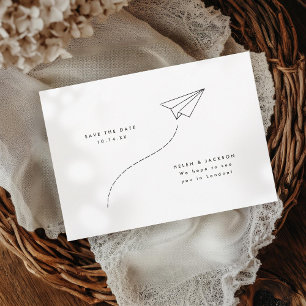 Minimal Sketch Paper Aeroplane  Save The Date