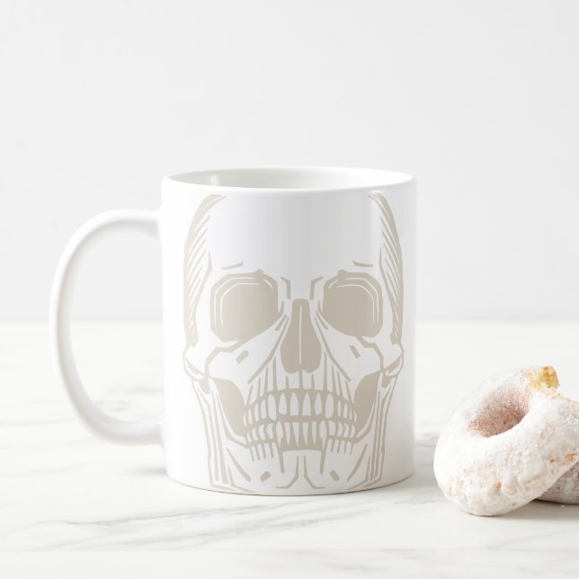 Minimal Skull Coffee First Mug (With Donut)