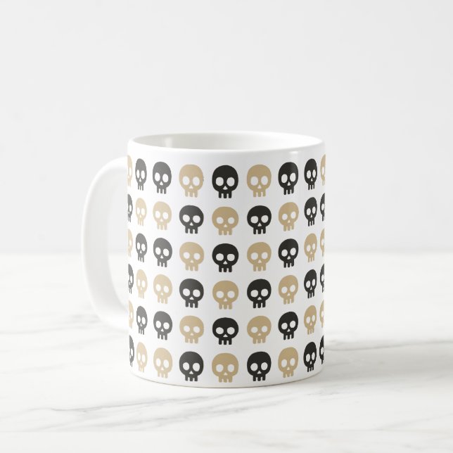 Minimal Skull Pattern Coffee Mug (Front Left)