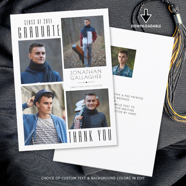 Minimal Sleek GRADUATE THANK YOU Five Photos Black (Creator Uploaded)