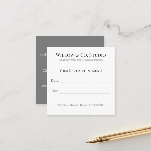 Minimal Small Business Appointment Card (Front/Back In Situ)