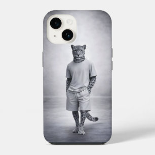 Minimal Snow Leopard Streetwear Illustration iPhone 14 Case