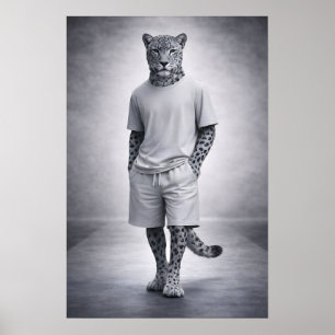 Minimal Snow Leopard Streetwear Illustration Poster