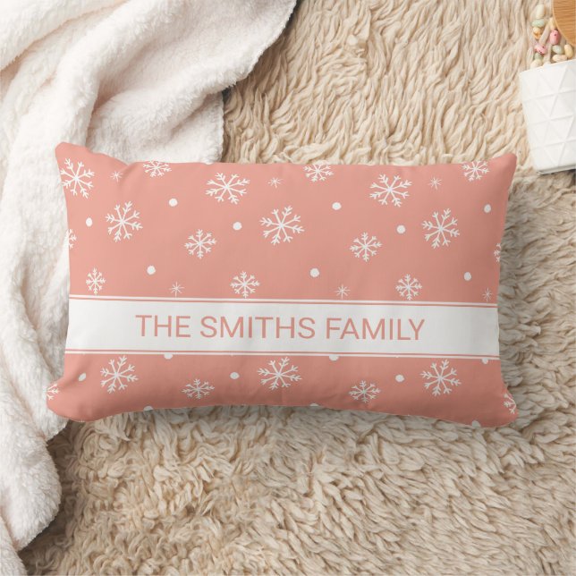 Minimal Snowflakes Pattern Personalised  Lumbar Cushion (Blanket)