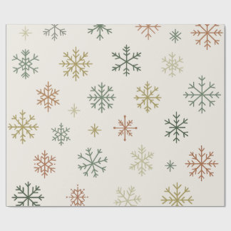 Minimal Snowflakes Seamless Pattern Wrapping Paper