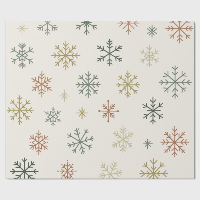 Minimal Snowflakes Seamless Pattern Wrapping Paper (Flat)