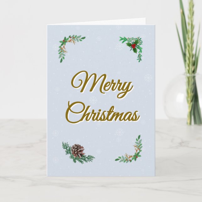 Minimal Snowy Christmas Folded Greeting Card (Front)