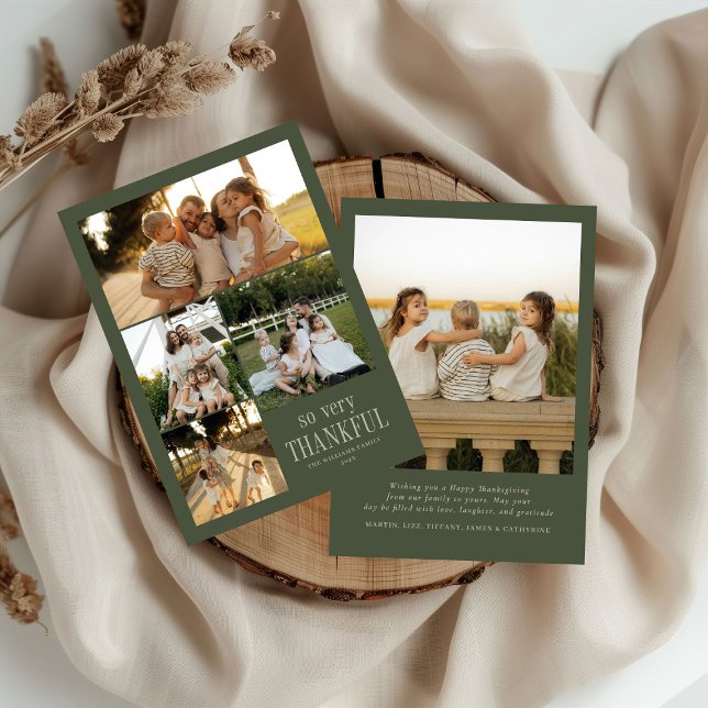 Minimal So Very Thankful Photos Happy Thanksgiving Holiday Card (Creator Uploaded)