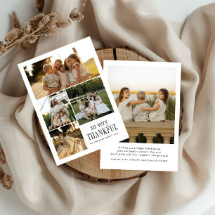 Minimal So Very Thankful Photos Happy Thanksgiving Holiday Card