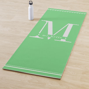 Minimal Soft Green & White Monogram Yoga Mat