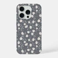 Minimal Soft Grey Rose White Floral Pattern