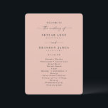 Minimal Solid Blush Pink Wedding Ceremony Program<br><div class="desc">Minimal Solid Blush Pink Wedding Ceremony Program. This modern minimal Order of Services Card is simple classic and elegant with a plain solid background colour and a pretty signature script calligraphy font with tails. Shown in the Blush Pink Colorway. Available in several colour options, or feel free to edit the...</div>