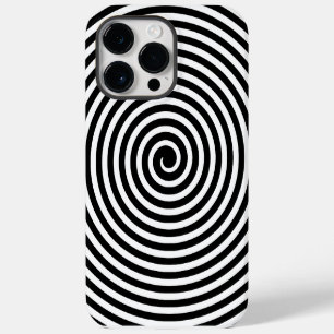 Minimal Spiral Black and White Optical Illusion iPhone 14 Pro Max Case